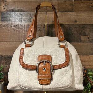 Coach Dome Satchel White Leather Soho Buckle Bag